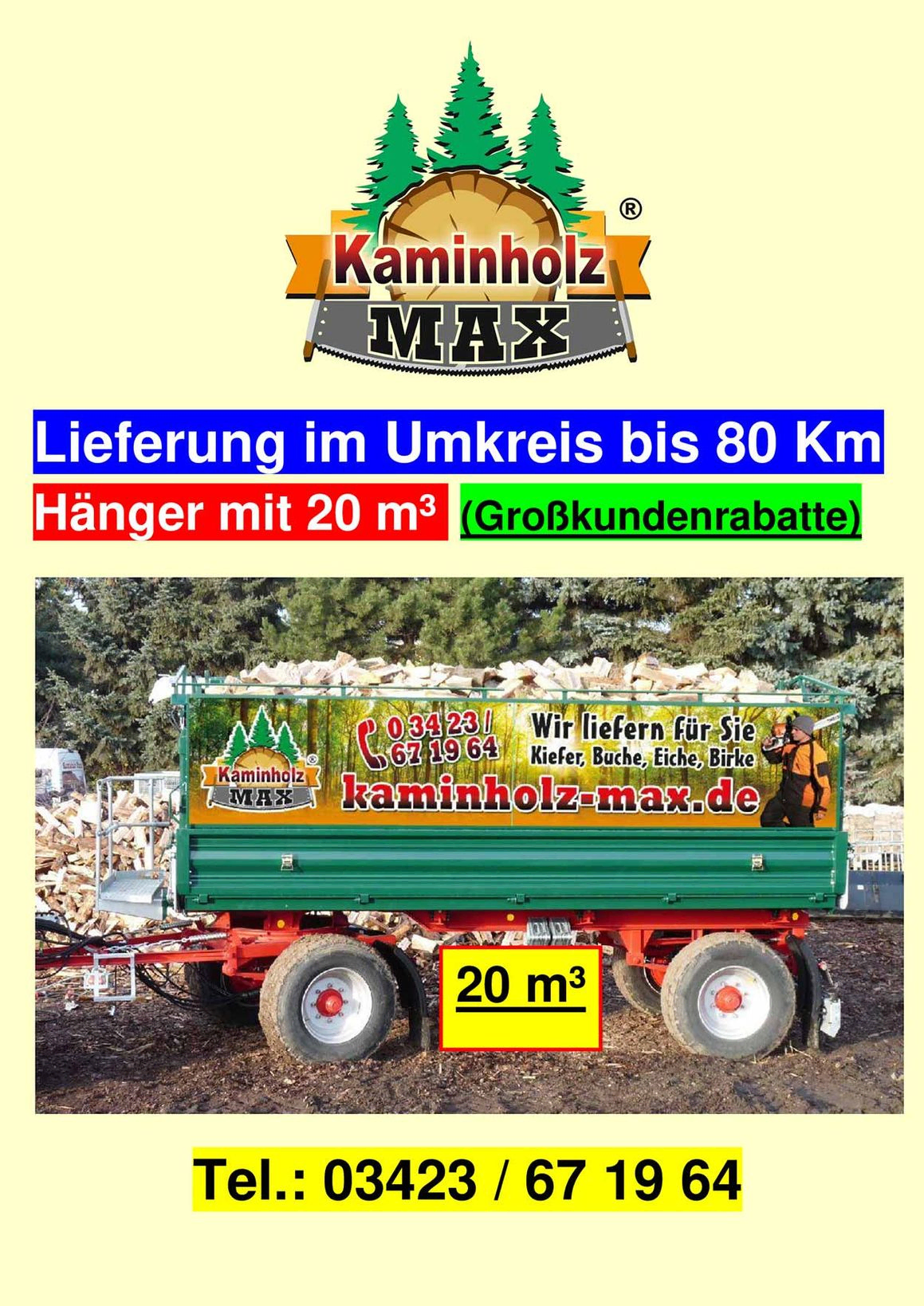 Liefermöglichkeiten Brennholz - Kaminholz Max®